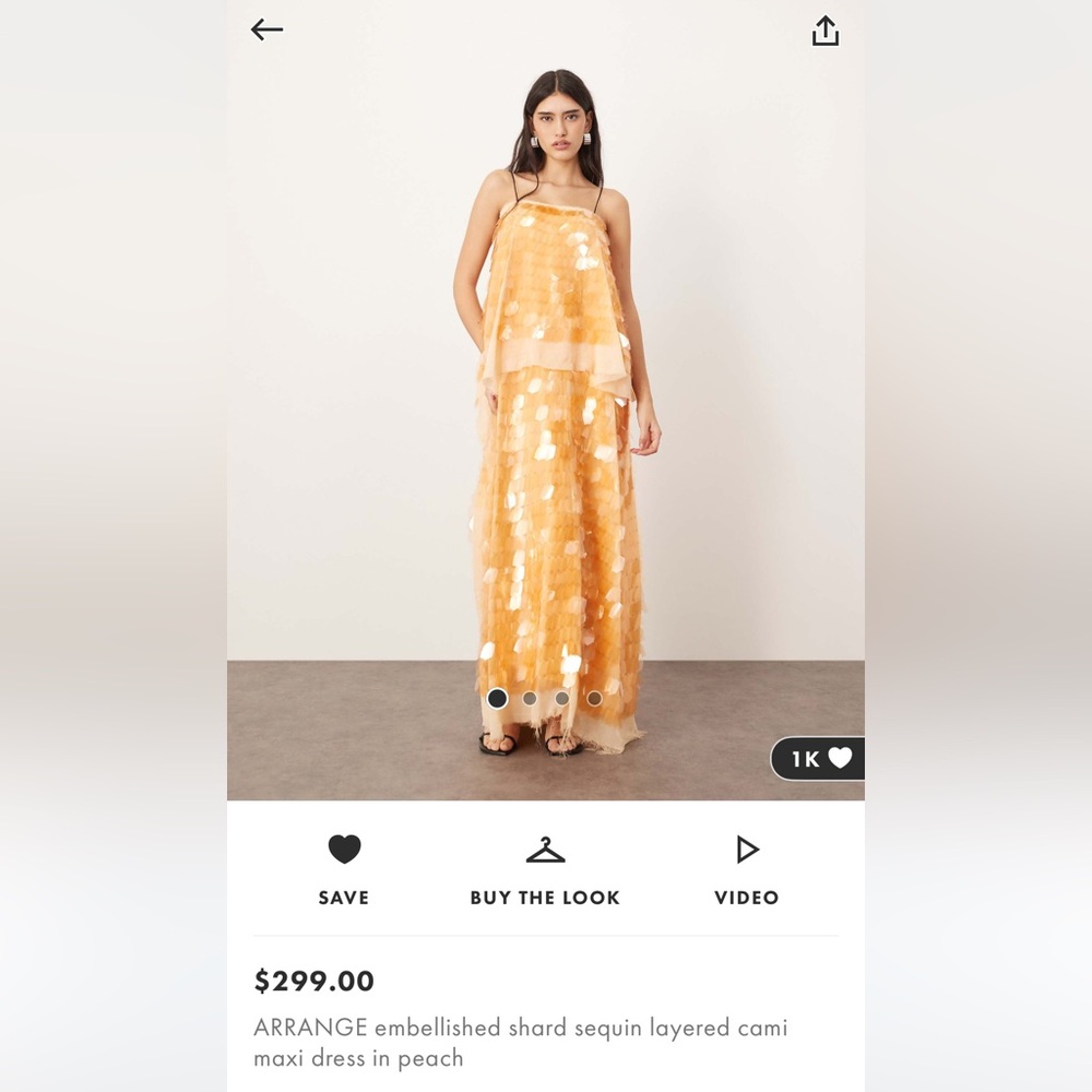 ARRANGE orange sequin maxi dress